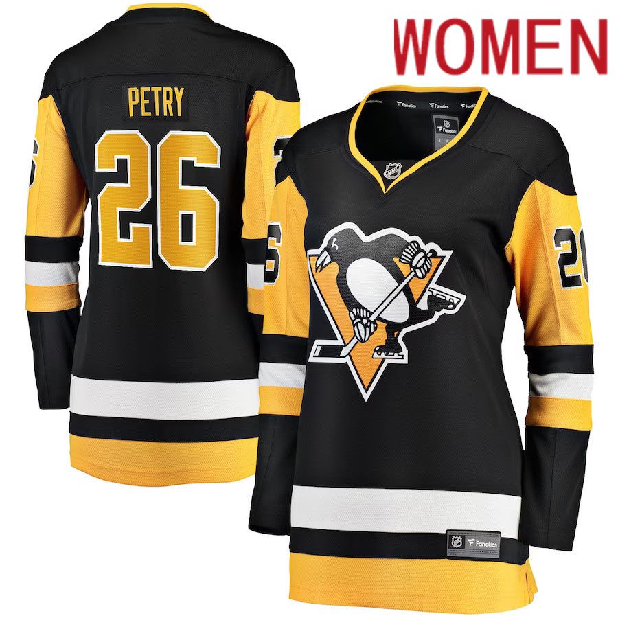 Women Pittsburgh Penguins 26 Jeff Petry Fanatics Branded Black Home Breakaway Player NHL Jersey